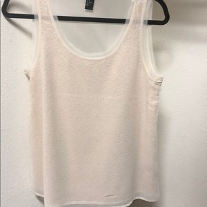 Gold sequined tank/blouse with sheer overlay.